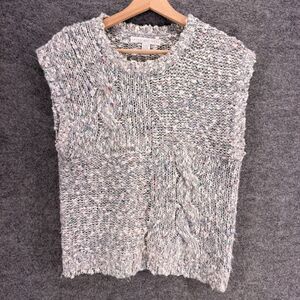 Young Attitudes Vest Women L Large Gray Knit Wool Sleeveless Crew Neck Casual